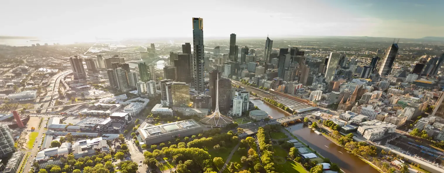 Melbourne city skyline and Yarra River