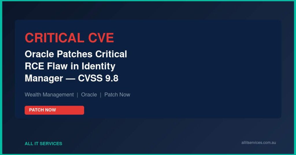 Critical Oracle vulnerability CVSS 9.8 patch advisory