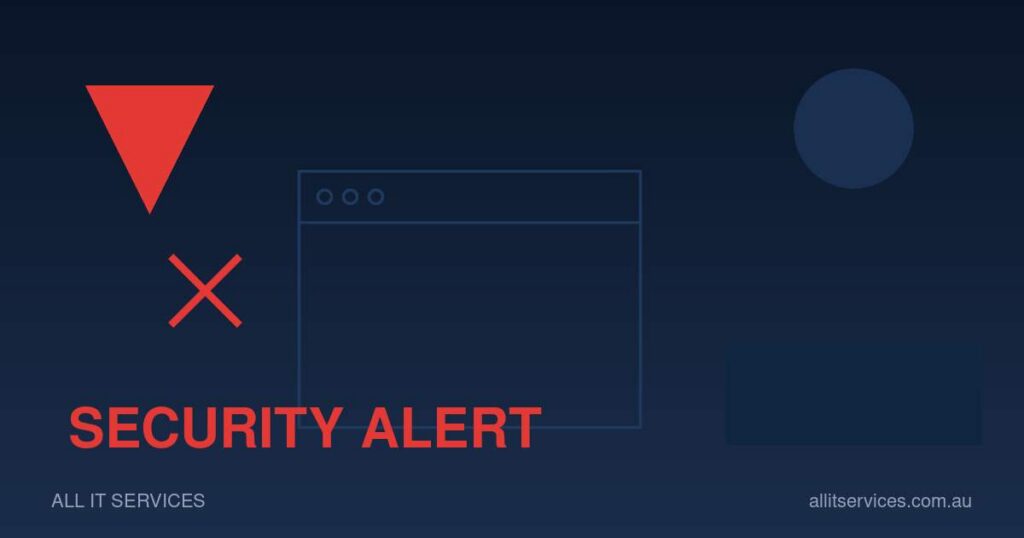 Security alert visual with red warning icon and SharePoint server graphic