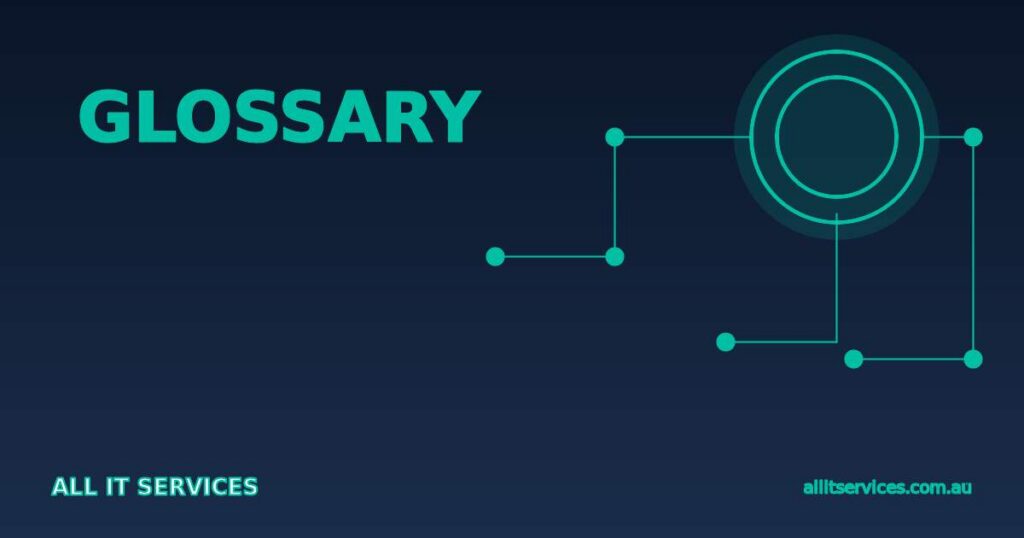 Abstract dark navy graphic with teal circuit nodes and rings representing agentic AI