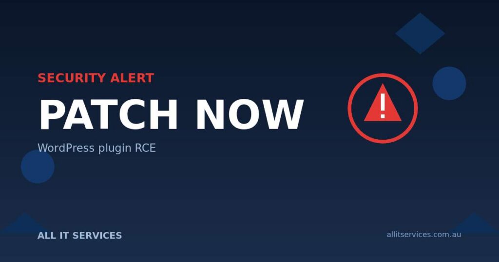 Security Alert: Patch Now graphic for WordPress Widget Options plugin RCE