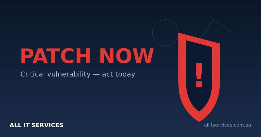 Security alert graphic — patch now