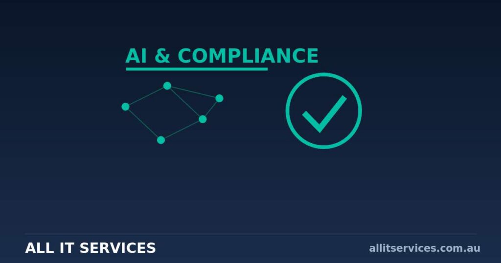 All IT Services AI and compliance graphic with neural network nodes and a tick