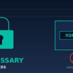 Teal padlock and a device login code in a blocked window on dark navy background with the label Glossary