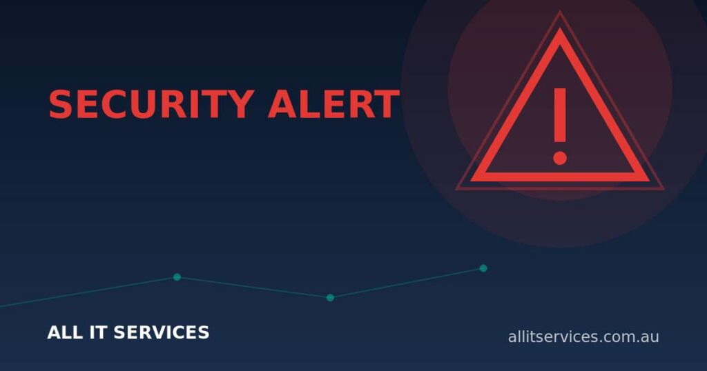 Security alert graphic with red warning triangle on dark navy background