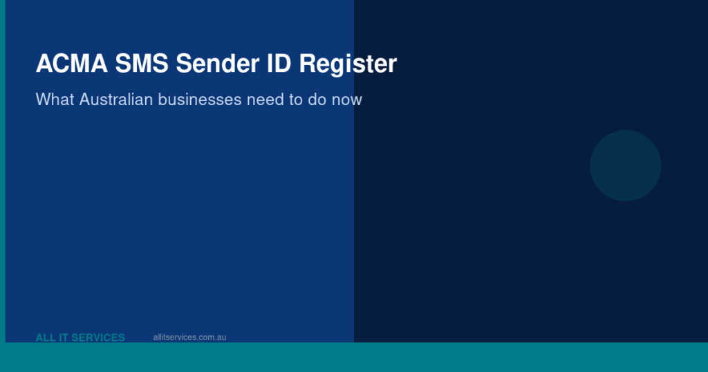 ACMA SMS Sender ID Register compliance graphic for Australian businesses