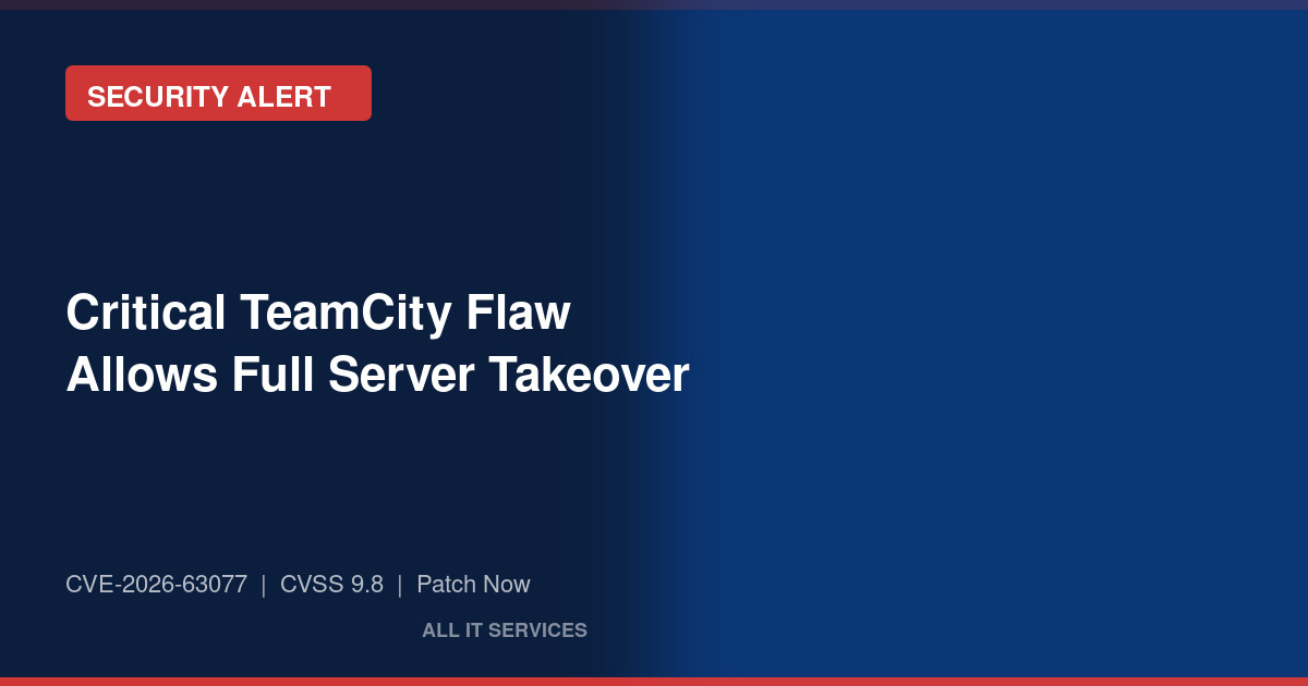 Critical TeamCity Flaw Allows Full Server Takeover — Patch Now