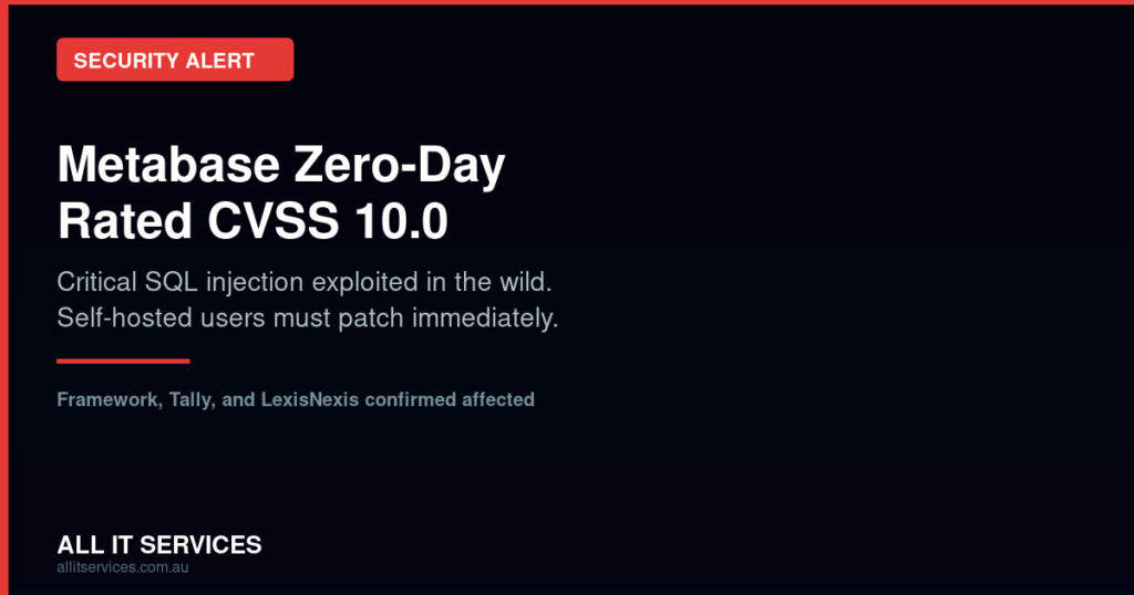Security alert — critical Metabase SQL injection zero-day rated CVSS 10 actively exploited in data-theft attacks August 2026
