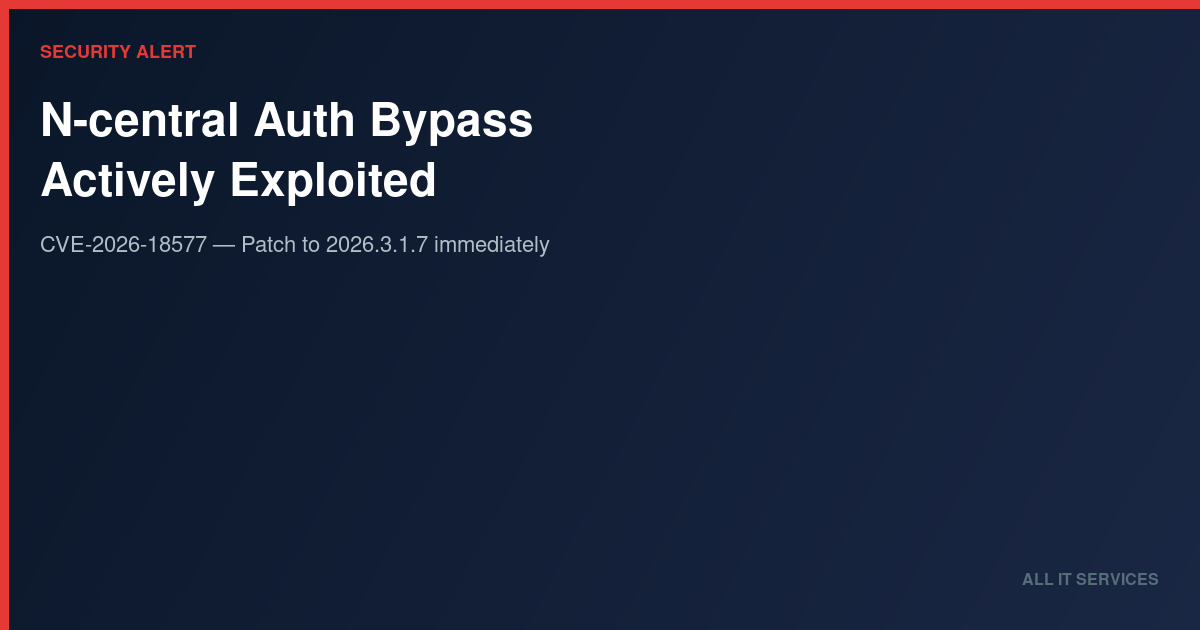 N-central Auth Bypass Exploited in the Wild — Ask Your MSP If They’ve Patched