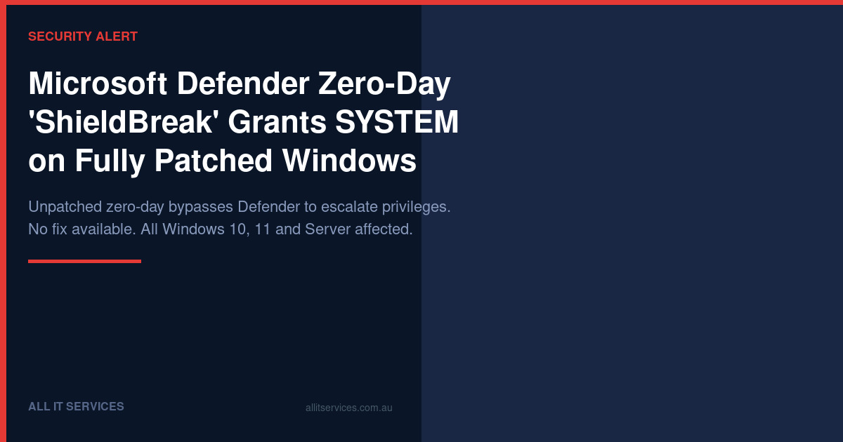 Microsoft Defender Zero-Day Gives Attackers Full Control — No Patch Yet