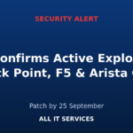 CISA security alert graphic: active exploitation confirmed for Check Point, F5 BIG-IP and Arista gear