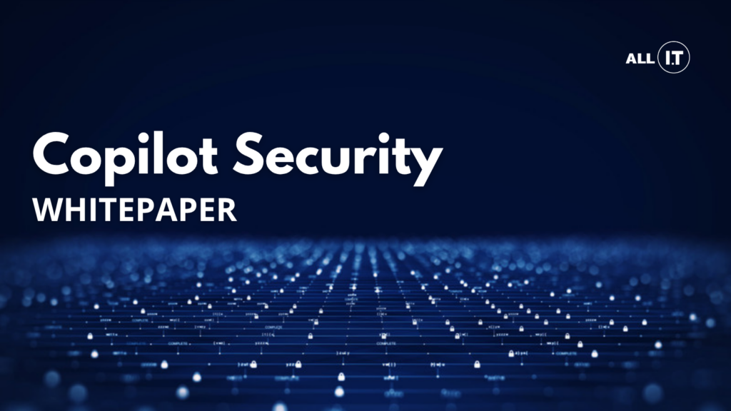 Microsoft 365 Copilot security whitepaper cover by All IT Services on a dark blue network background